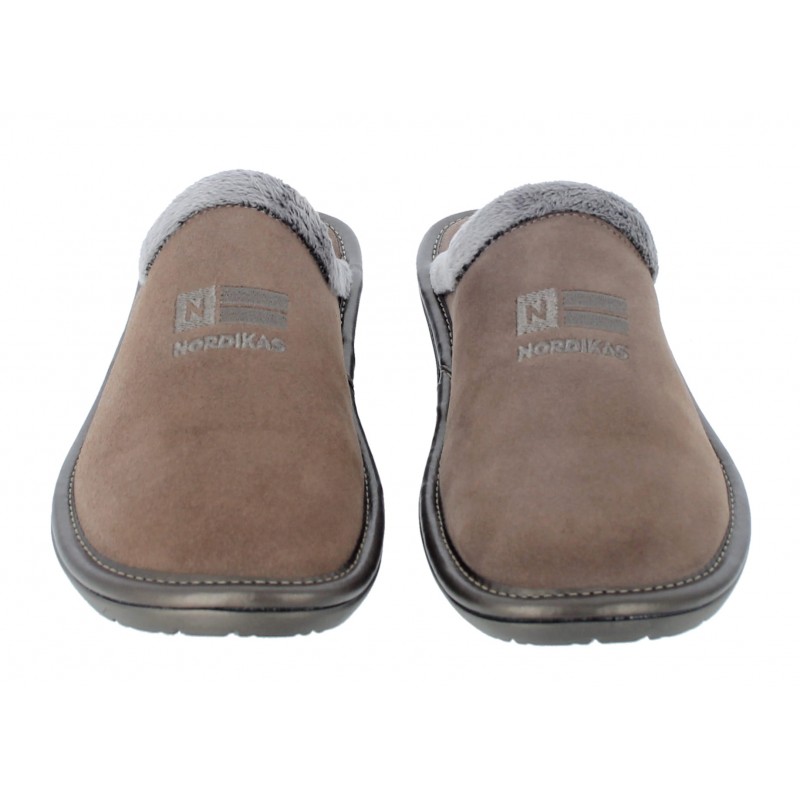 Nordikas 238 O8 Ladies Mule Slippers Taupe Suede 6996